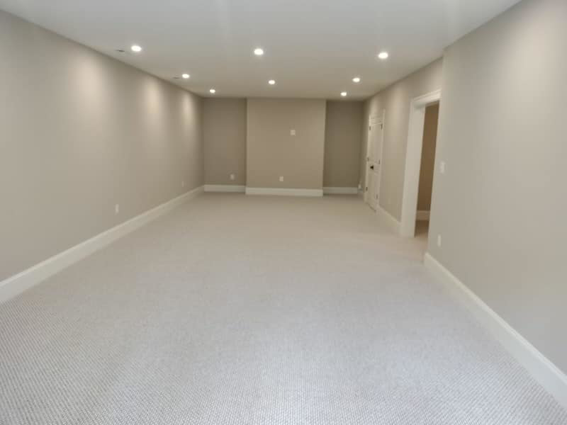 New carpet installation in a large, empty room completed by Amazonia Floors in bel air, Baldwin, MD.