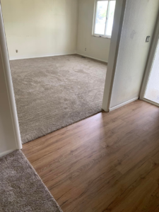 A room featuring new carpet installation by Tony's Floor Covering Installation and Sales in Boise, ID.