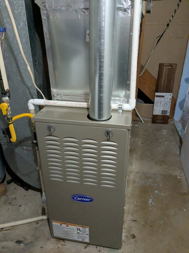 A newly installed Carrier furnace and complete HVAC system by Comfort-Tech llc in Alexandria, VA.