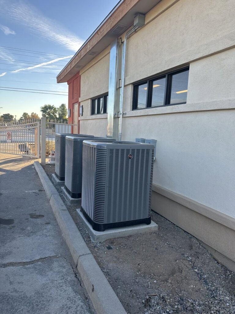 Newly installed commercial AC units outside a building by Gotham Air LLC in Glendale, AZ.