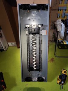 A new electrical breaker panel ready for installation by 2 Live Wires in Slatington, PA.