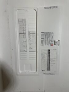 A newly installed and labeled electrical breaker panel by RAD-WIRE ELECTRIC, LLC in Manchester, NH.