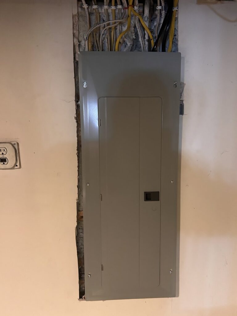 A newly installed electrical panel by Advance Electrical Contractors in Milwaukee, WI.