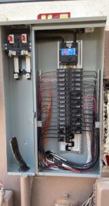 A new electrical panel installation with circuit breakers and wiring by G5 Electric LLC in Phoenix, AZ