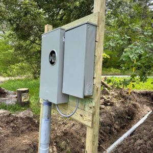 New exterior electrical service panel and meter base installed by Clemens Electric in Averill Park, NY