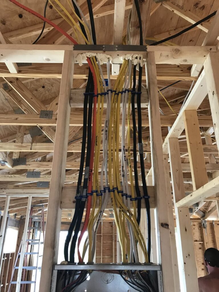 New electrical wiring installation in a residential construction project by A Solid Connection Electrical Services in Brandon, FL.