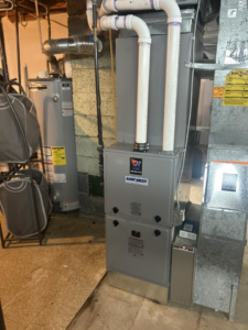 A new furnace and air handler unit installation with ductwork by Controlled Weather HVAC in Shelby Township, MI.