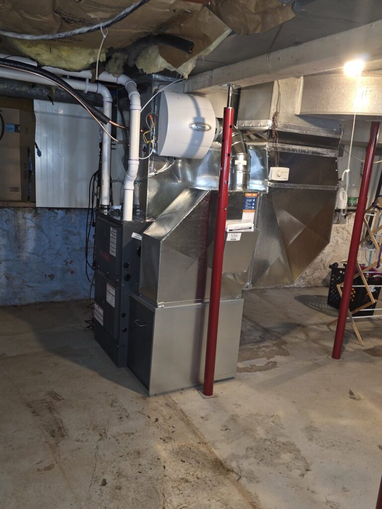 A new furnace and humidifier installation with associated ductwork by TruTemp Heating & Cooling LLC in Ijamsville, MD.