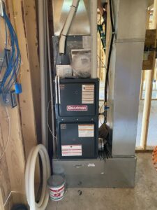 New furnace and ductwork installation in a residential construction project by True Comfort Heating and Cooling in Sherwood, AR.