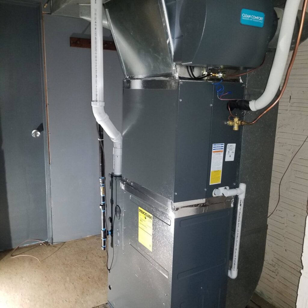 A newly installed indoor furnace and air handler system by Griffin HVAC in Peoria, IL