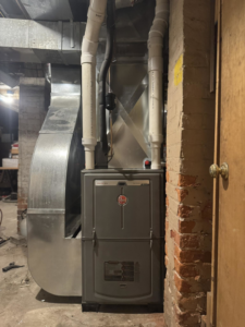 A new furnace and ductwork installation by QC Mechanical, Inc. in Lockport, NY.