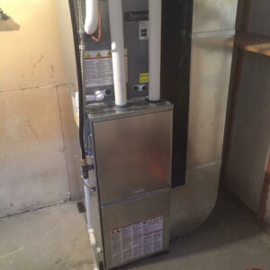 A new furnace and associated ductwork installed by The Heating Guys, an HVAC contractor in Fargo, ND.