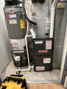 A newly installed Goodman furnace and Rheem water heater by Modern HVAC Technology in Chicago, IL.
