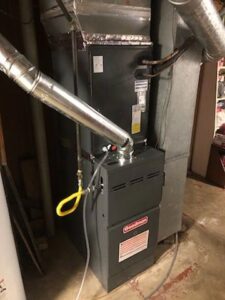A newly installed Goodman furnace and ductwork by Bellis Heating & Cooling in Independence, MO.