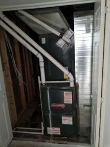 A newly installed Goodman furnace and ductwork by EPCTL Heating and Cooling in Byers, CO.