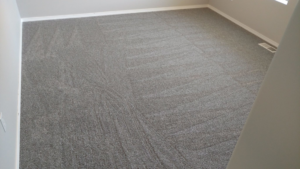 Newly installed grey carpet in a room by George Babb Floor Covering in Enumclaw, WA.