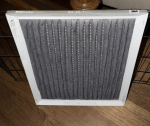 A new, clean Filtrete HVAC air filter ready for installation by York's Quality Air in Indianapolis, IN.