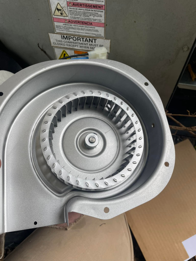 A new, clean HVAC blower wheel ready for replacement by Nashville Heating & Air in Gallatin, TN