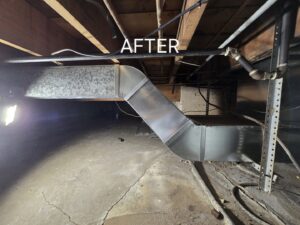 New HVAC ductwork installed in a basement or crawl space by Cosmic HVAC in Chicago, IL.