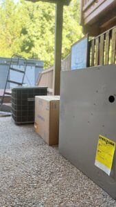 New HVAC equipment, including an outdoor unit and indoor unit, ready for installation by Residential Express Heating & Air in Sterling, VA.