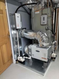 A newly installed HVAC furnace and ductwork system by Unified Home Solutions in Stamford, CT.