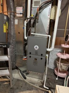 A new HVAC furnace system installation with piping and ductwork by HVAC KING LLC in Maple Grove, MN
