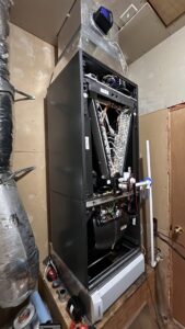 A new indoor air handler unit being installed by Bree HVAC Contractor in Cedar Park, TX.