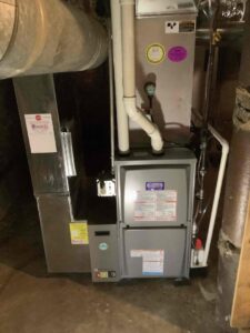 A new indoor furnace and air handler system installed by Great Lakes Heating & Air Conditioning in Wickliffe, OH.