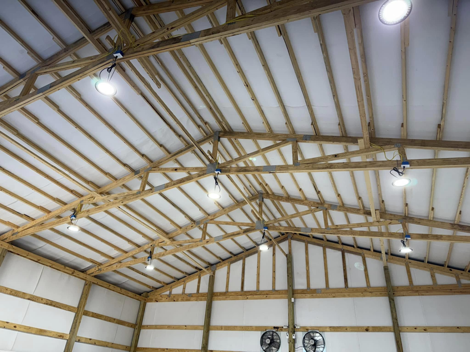 Newly installed LED lighting fixtures by R&D Electrical of NEA in a commercial building in Jonesboro, AR.