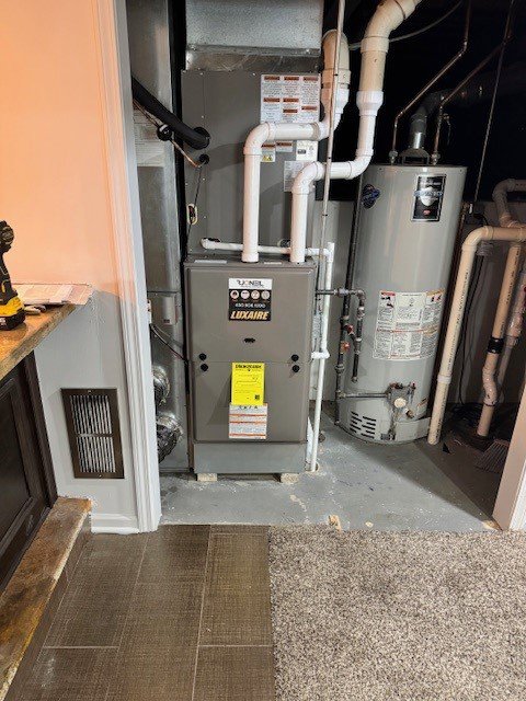 A new Luxaire furnace and air handler unit installed by R.J. O'Neil Inc. in Montgomery, IL.