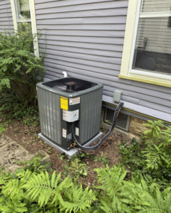 A new outdoor AC unit installation by Progressive Heating and Cooling WNY in Buffalo, NY.
