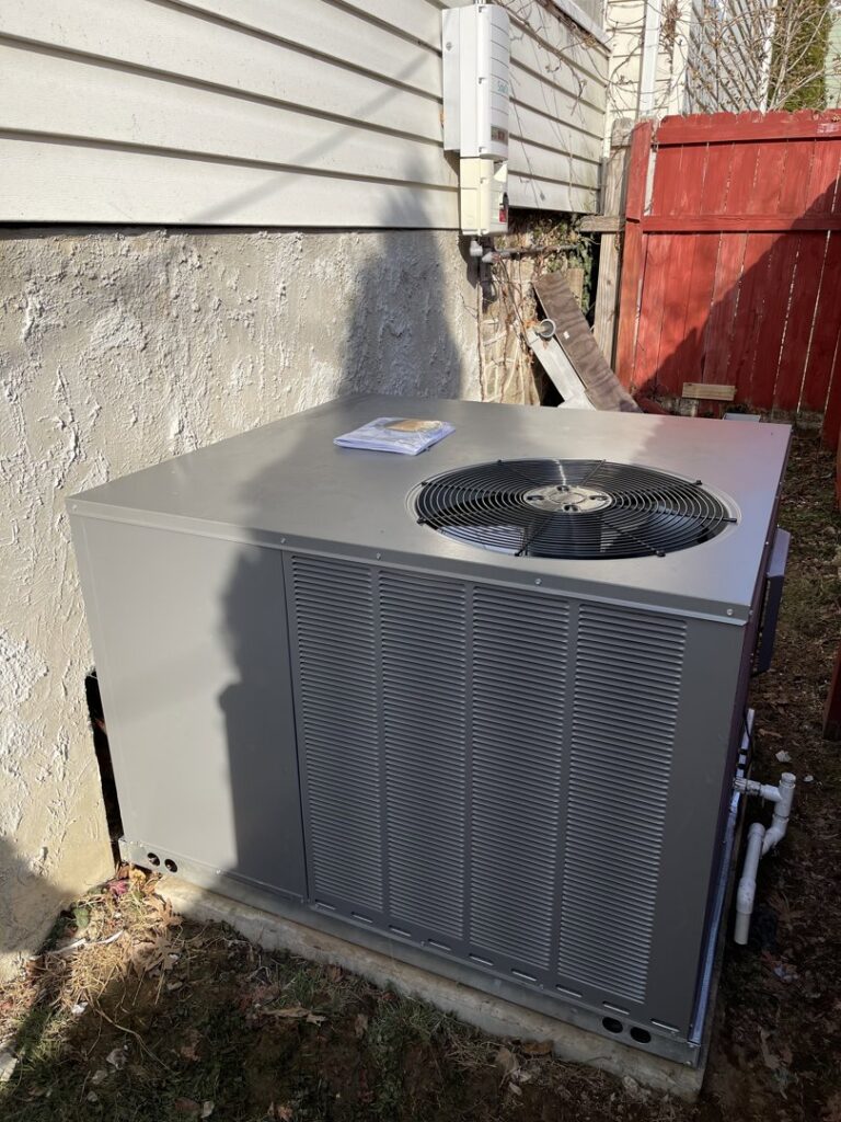 A newly installed outdoor air conditioning unit by Brothers HVAC LLC in Owings Mills, MD