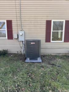 A newly installed outdoor AC unit by S&B heating and cooling in Florence, KY.
