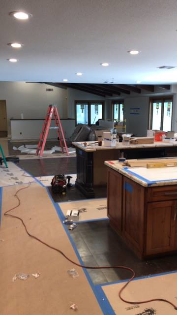 New recessed lighting installed in a large room during construction by Lundell Electrical Services in Mesa, AZ.