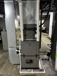 A new Rheem furnace and ductwork installation by Kai's Heat & Cool in Naperville, IL