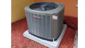 A newly installed Trane outdoor AC unit by Willman Air in Jacksonville, FL.
