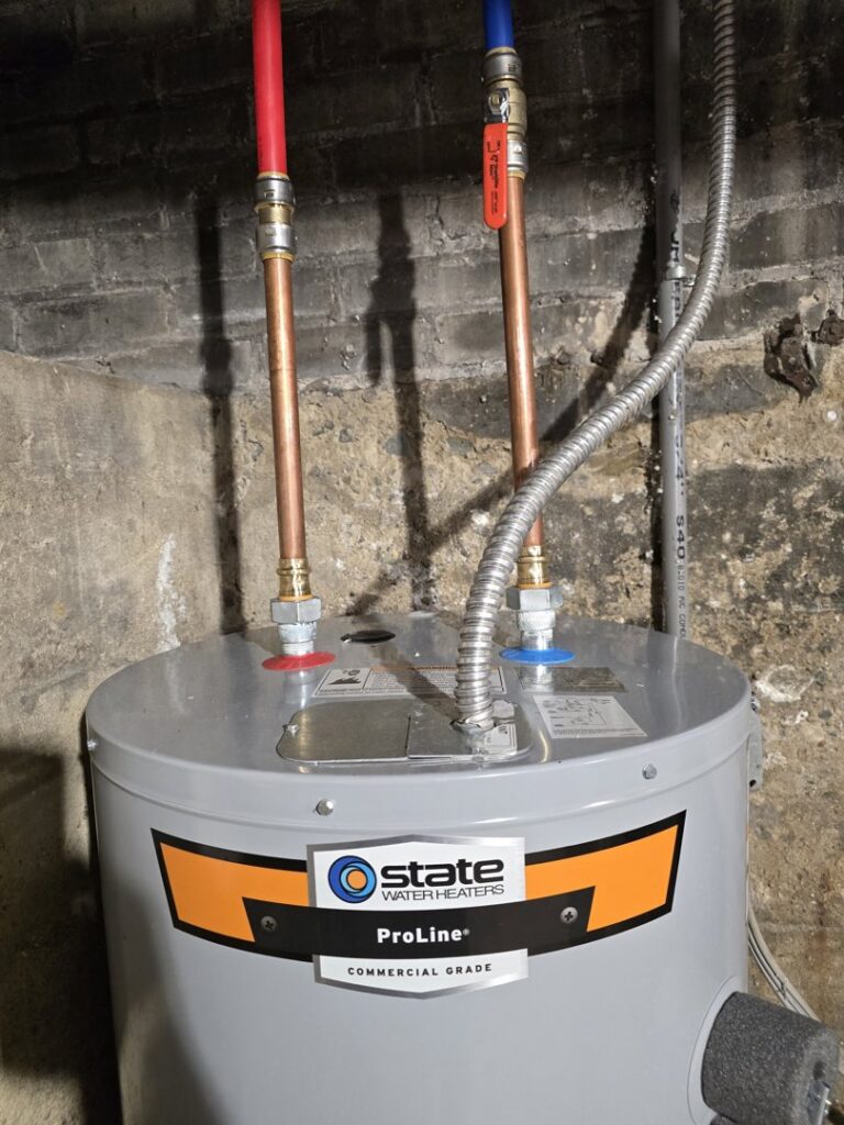 A new commercial grade water heater installed by Great Lakes Heating & Air Conditioning in Wickliffe, OH.