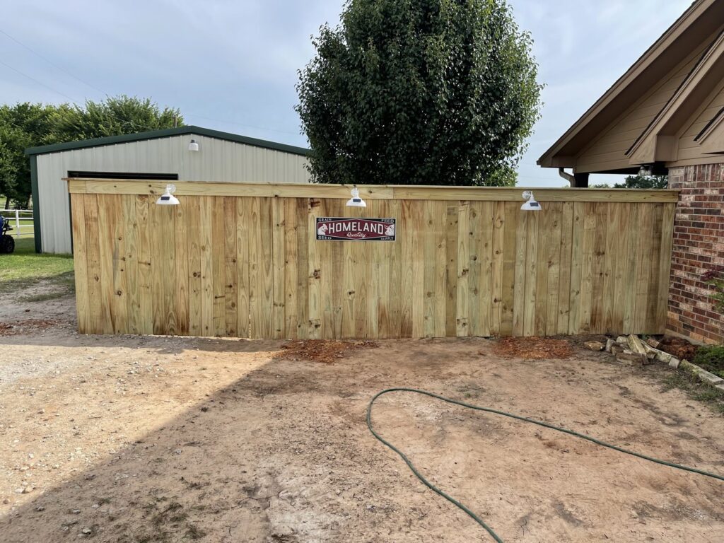 A new wood privacy fence installation completed by Backyard Builders in Rockford, MI.