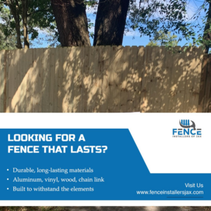 A newly installed wood privacy fence by Fence Installers of Jacksonville in Jacksonville, FL.