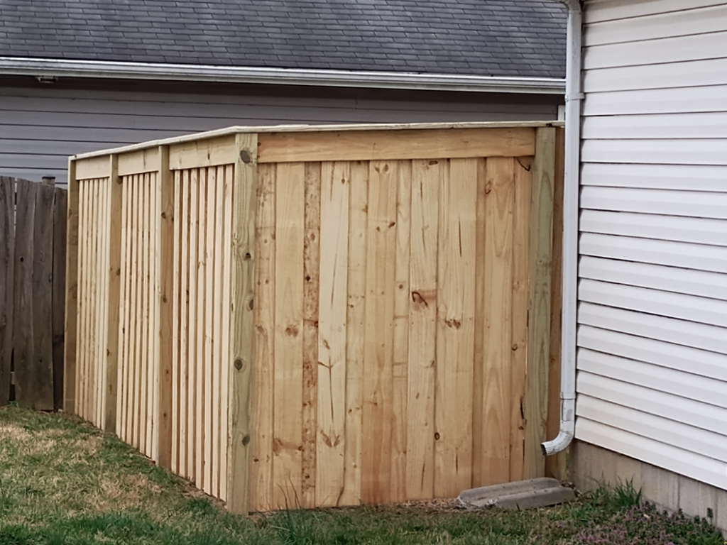 A newly installed wood privacy fence by Veteran Fence in North Royalton, OH.