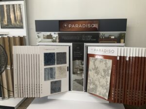 A newly installed brown carpet in a residential living room by Bush Flooring Center in Cincinnati, OH.