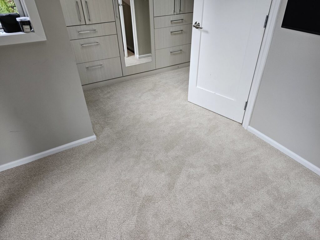 A newly installed light-colored carpet in a room by Vogel's Carpet & Flooring in Seattle, WA