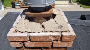 A newly installed chimney cap and flashing on a roof by JJ Chimney Services in Minneapolis, MN.