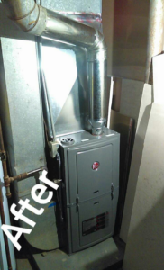 A newly installed furnace and ductwork, representing an HVAC system upgrade by JRod's Heating & Cooling in Waukegan, IL.