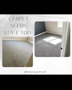 A newly installed gray carpet in a spacious bedroom, completed by The Flooring Outfit in Mesa, AZ.