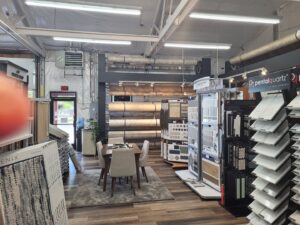 Newly installed laminate wood flooring in a closet by Carpet USA in Vancouver, WA.