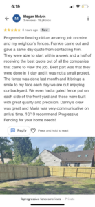 A newly installed wood privacy fence in a residential backyard by Progressive Fences LLC in Dunn, NC.