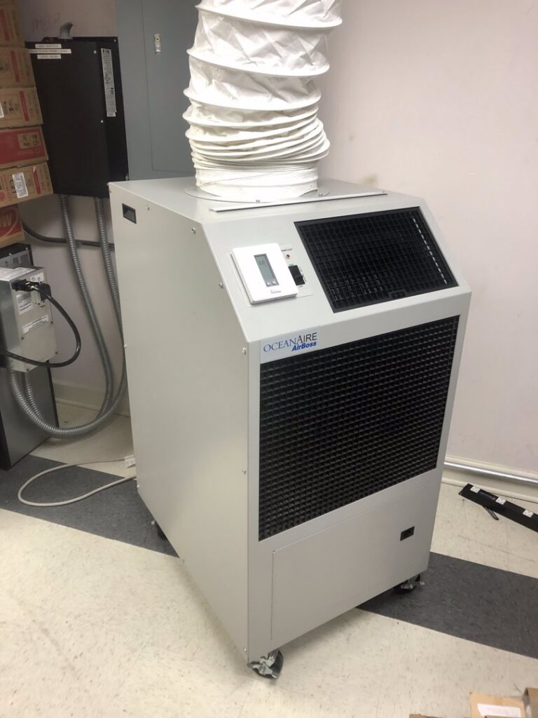 An OceanAire AirBoss portable commercial air conditioning unit, available from Raleigh Comfort Services in Raleigh, NC.