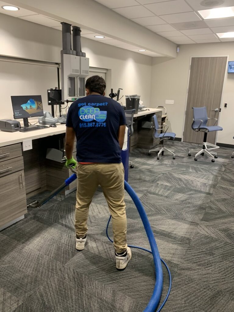 A DEEP CLEAN Carpet Cleaners professional cleaning office carpet in Beaverton, OR