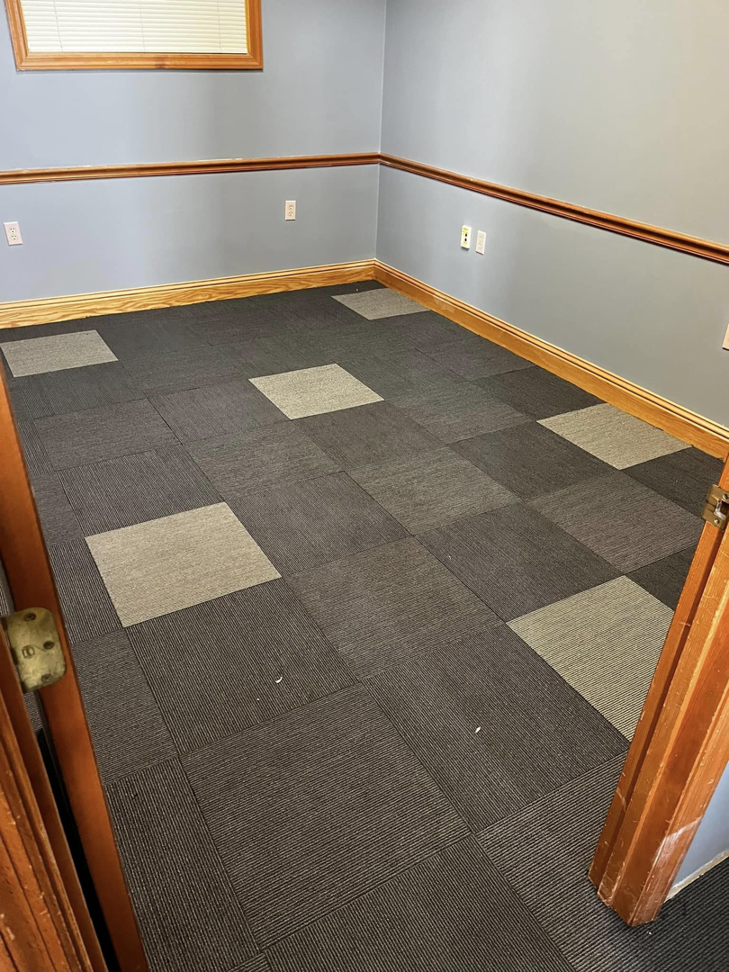 Office carpet tile project completed by Long's Family Flooring Solutions LLC in New Alexandria, PA.